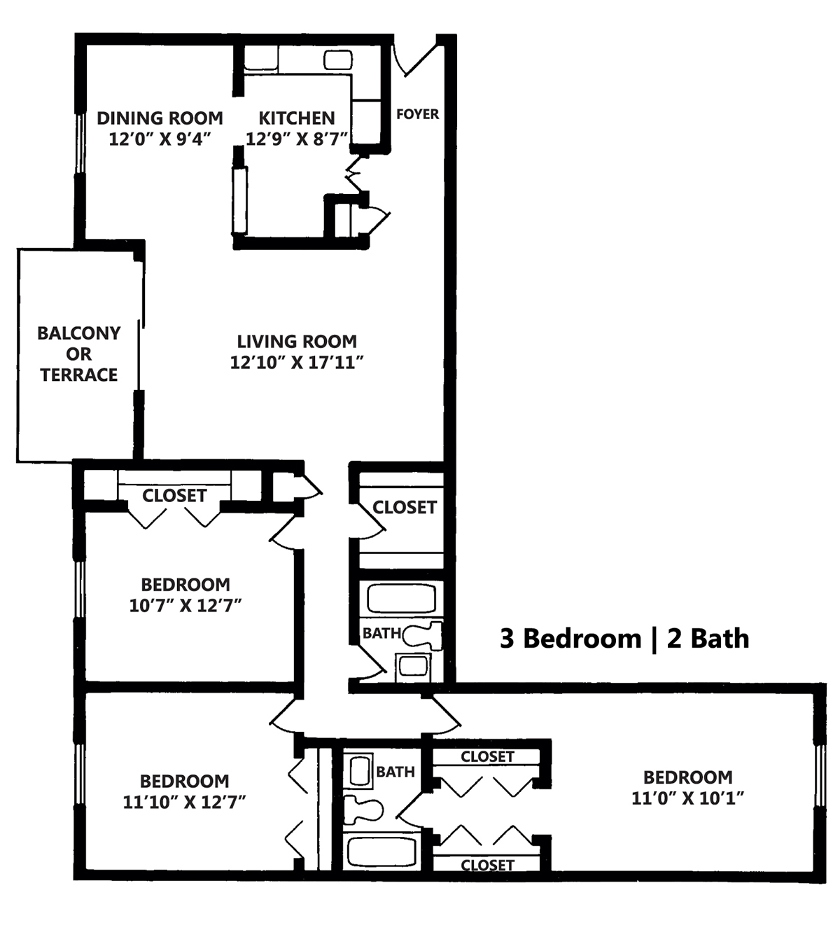 Three Bedroom, Two Bath Mays Chapel Apartments